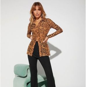 Snakeskin Print Mesh Shirt
